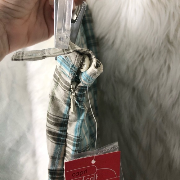 NWT White Stag Mid Calf Capris Pants, Academia Plaid SZ 8 Side Zip Wide Leg - Picture 7 of 8